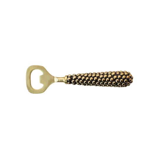 Hello Honey® 6" Brass Stainless Steel Bottle Opener with Cast Beaded Handle